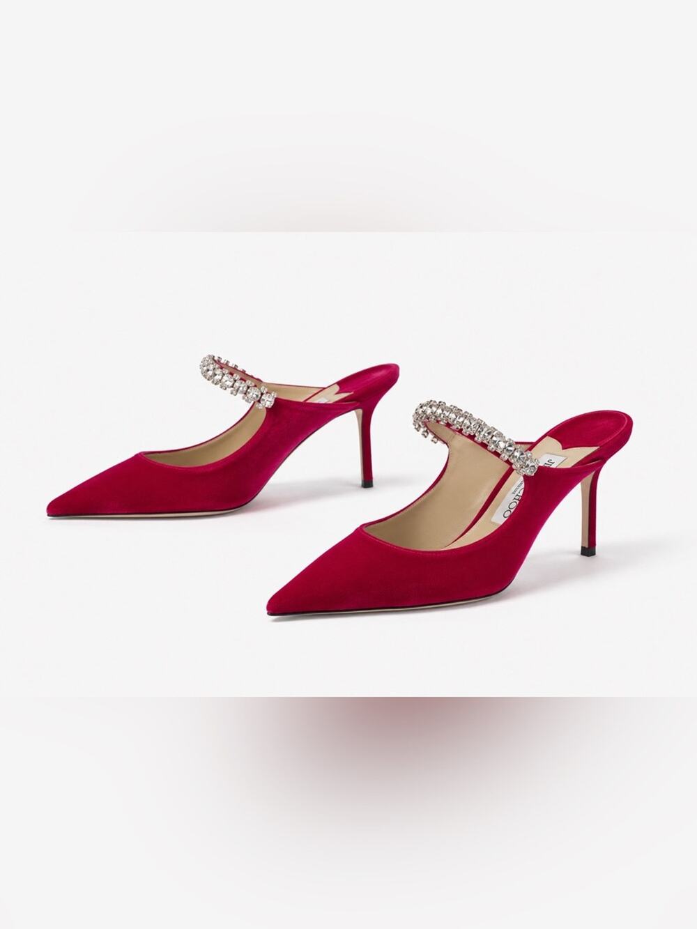 Sale ends 5/24 immy Choo Bing Velvet Crystal-Strap Slingback Pumps Cherry 37.5